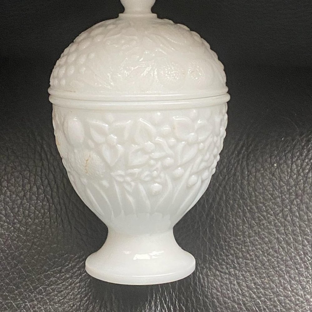 Milk glass candy dish